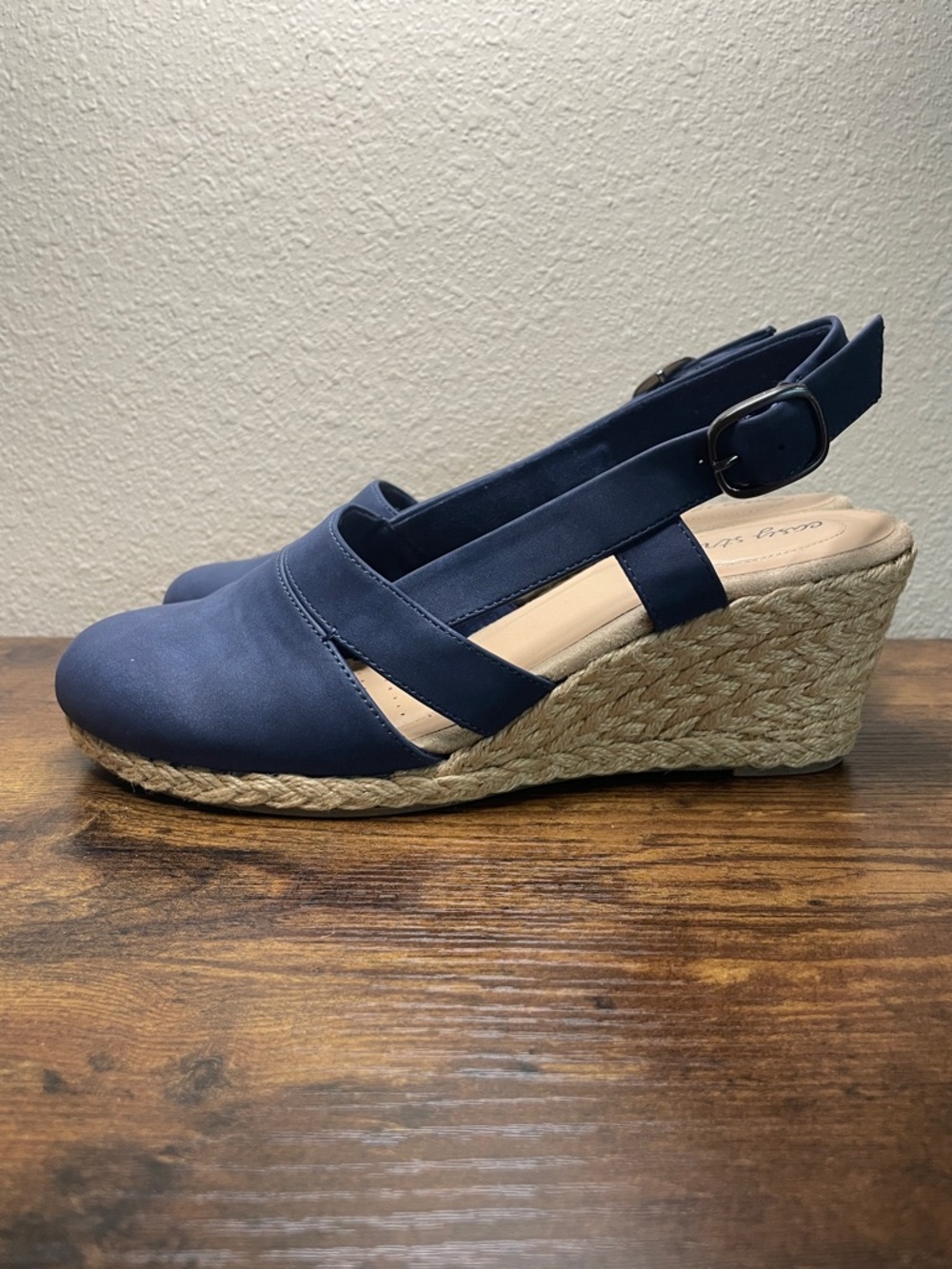 Easy Street Stargaze Size 9W Blue Espadrille Slingback Wedge Sandals - Picture 3 of 8